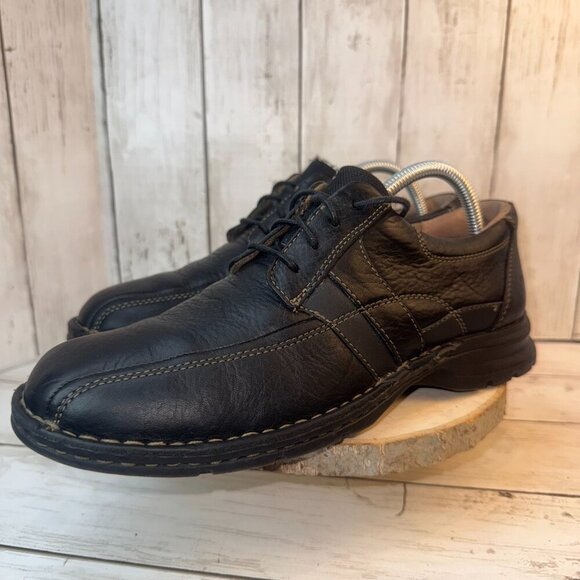 Clarks Mens Oxford Black Leather Lace Up Casual Shoes Size 8 M - Picture 3 of 8